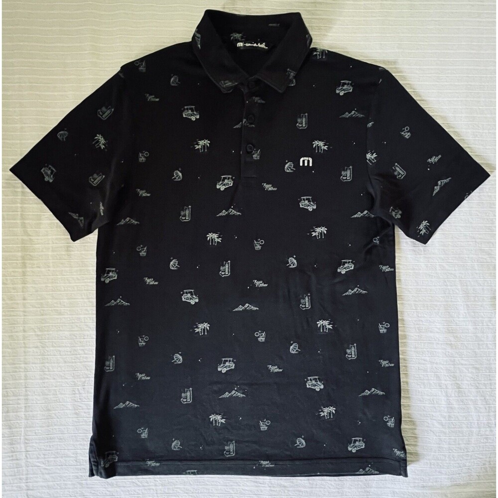 Travis Mathew Men's Golf Polo Shirt Beer Served Here Palm Trees Beach - Small